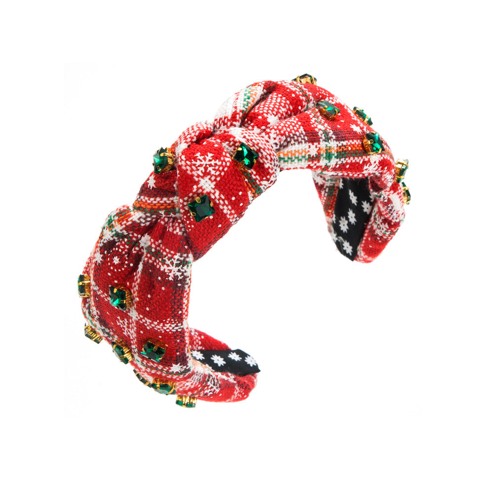 Wholesale Christmas Day Series Autumn and Winter Snowflake Fabric with Diamond Pearl Hair Bands
